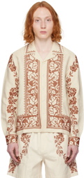 Bode Beige Rose Garland Long Sleeve Shirt