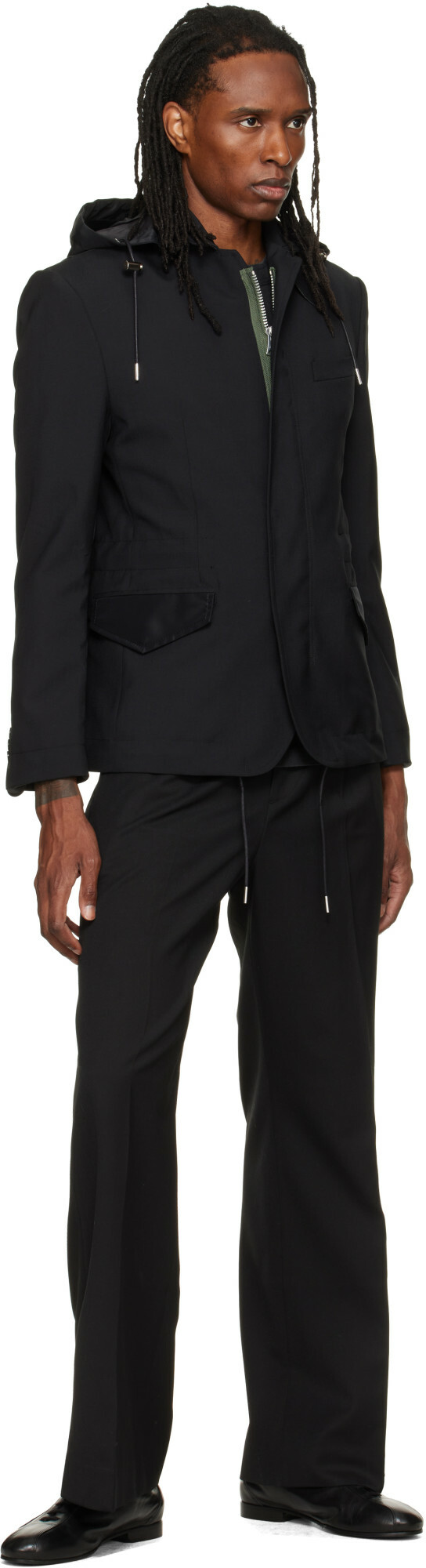sacai Black Suiting x Nylon Twill Blazer