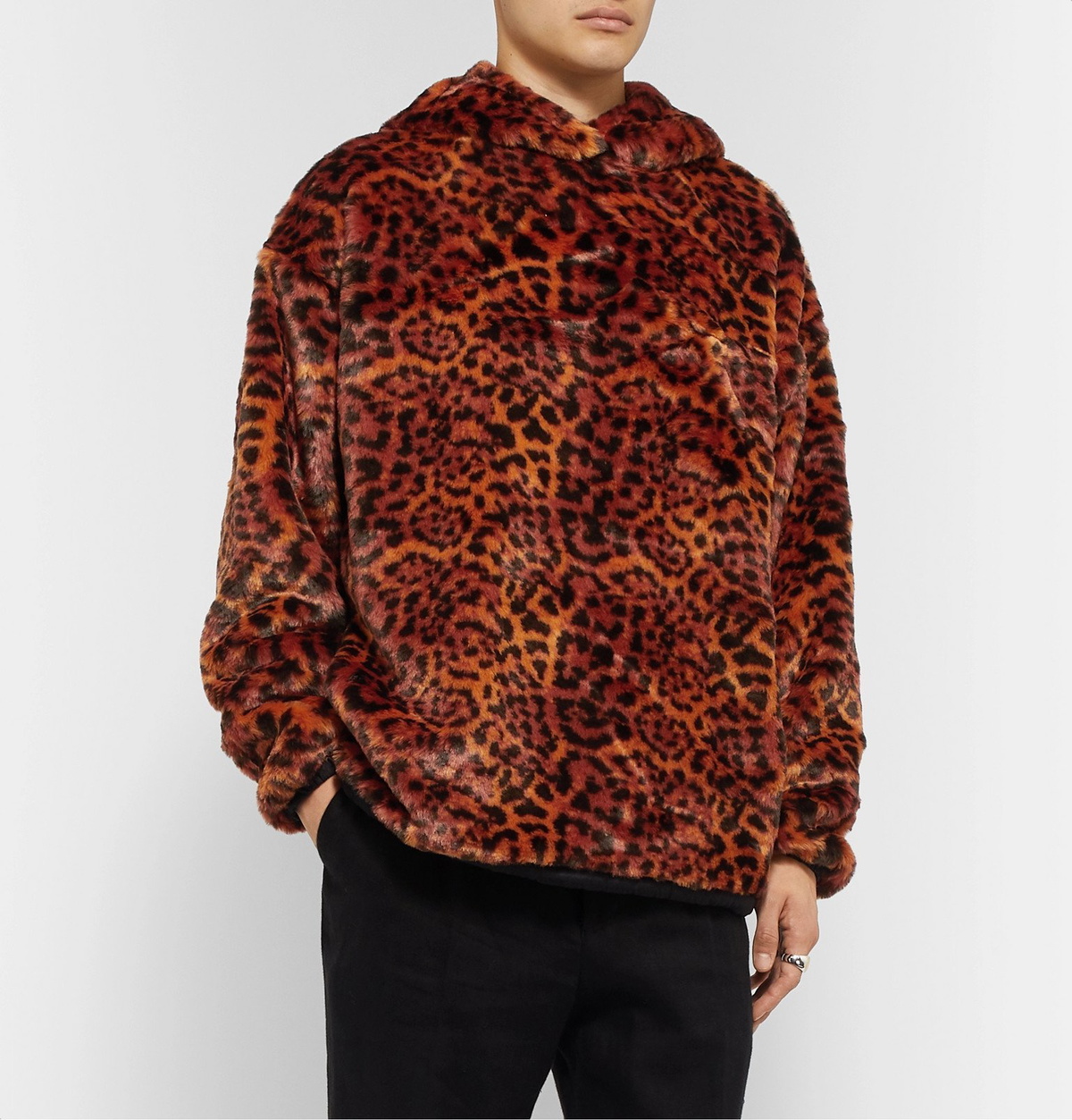 Aries - Leopard-Print Faux Fur Hoodie - Brown ARIES