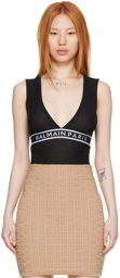 Balmain Black Lurex Bodysuit