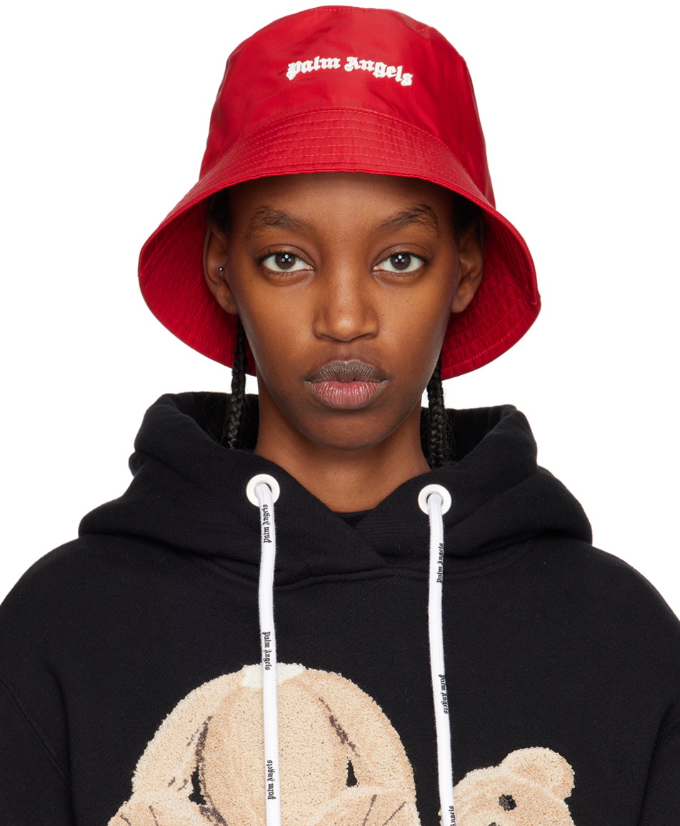 Palm Angels Red Classic Logo Bucket Hat Palm Angels