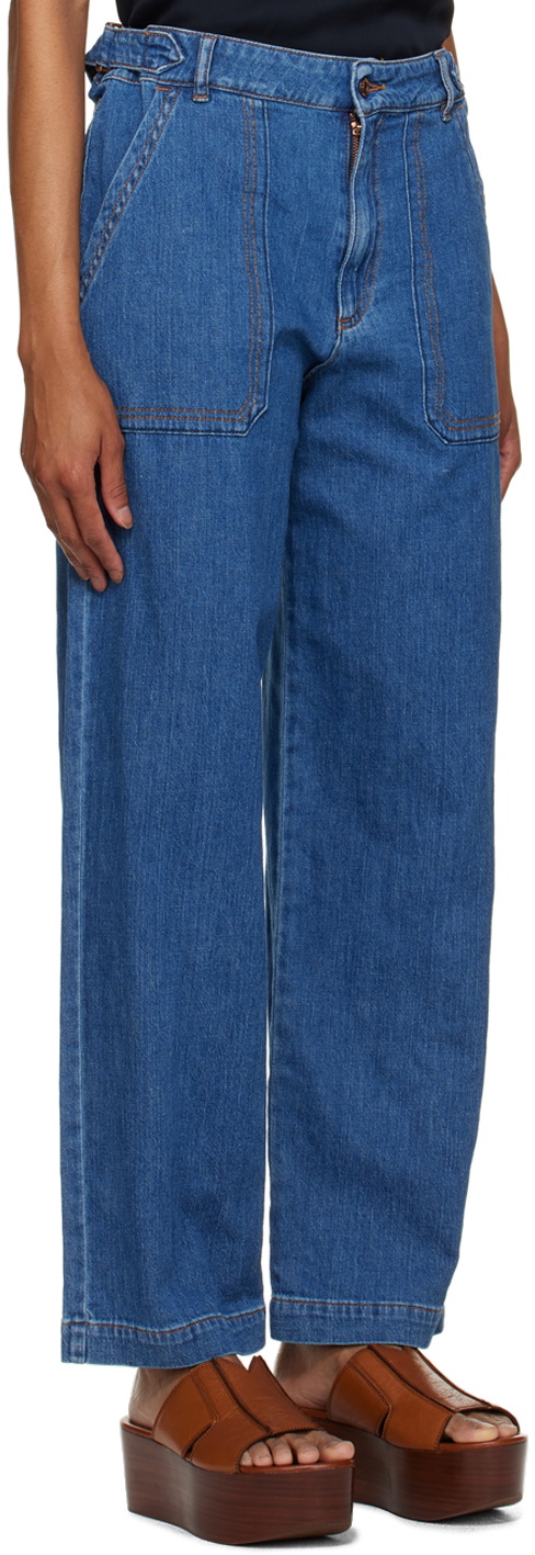 See by Chloé Navy Cinch Strap Jeans