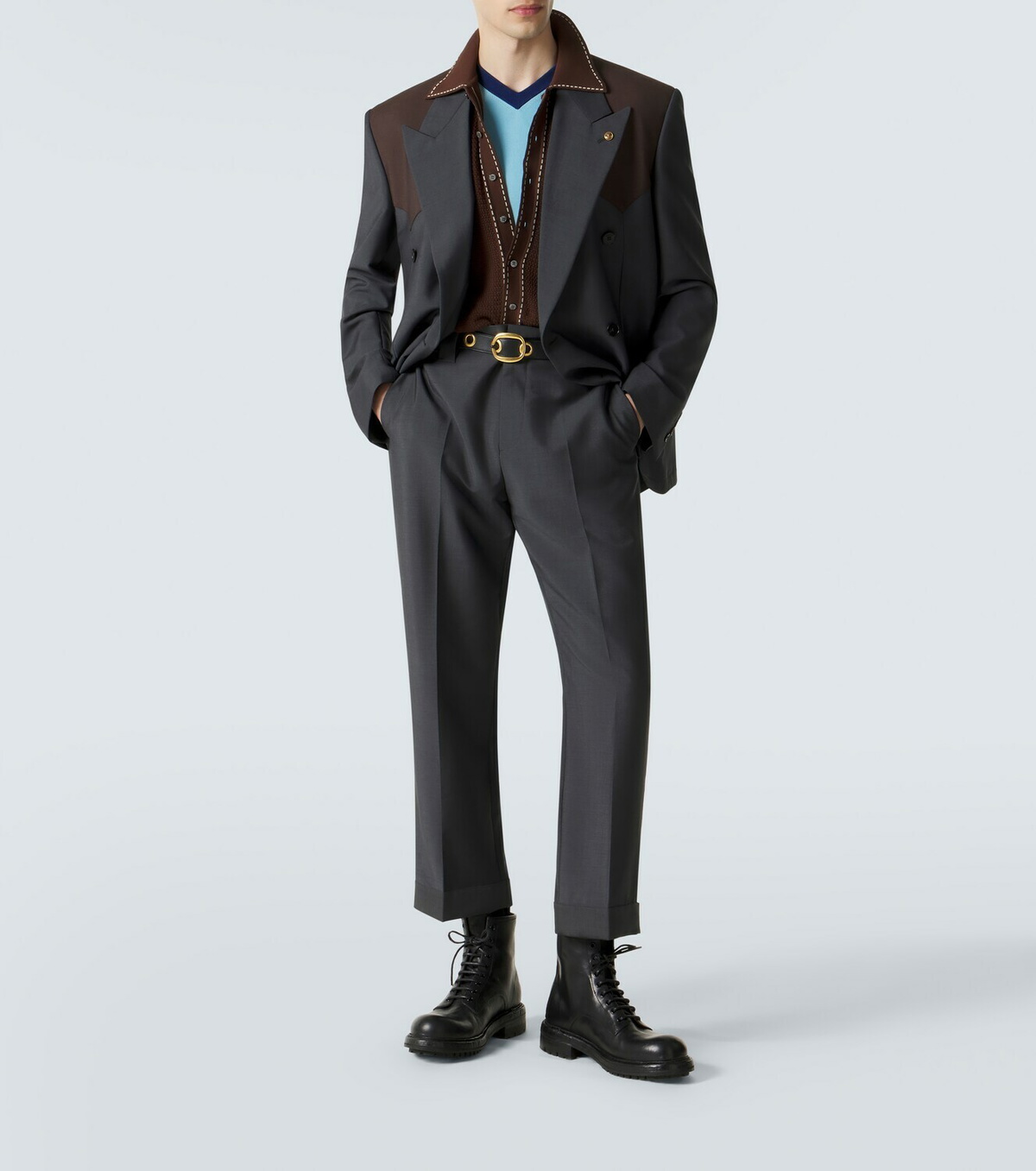 Versace Cropped wool and mohair straight pants