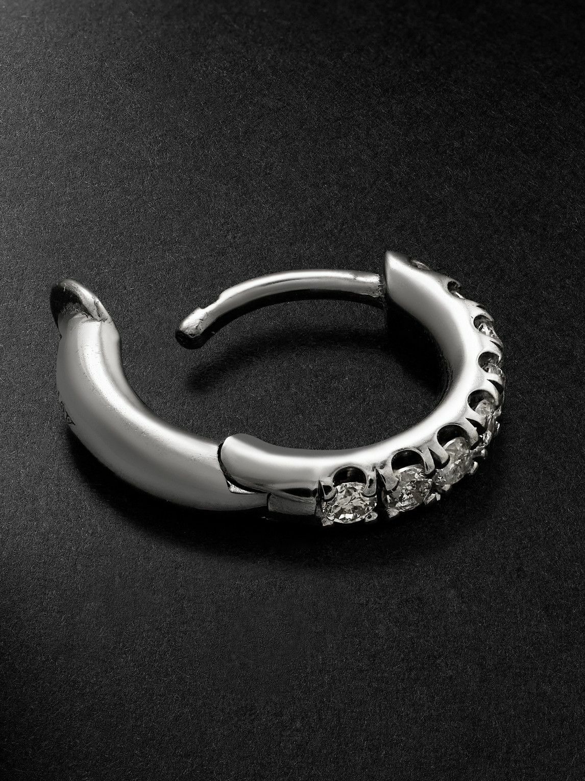 Spinelli Kilcollin - Mini Micro Rhodium-Plated 18-Karat White Gold Diamond Single Hoop Earring