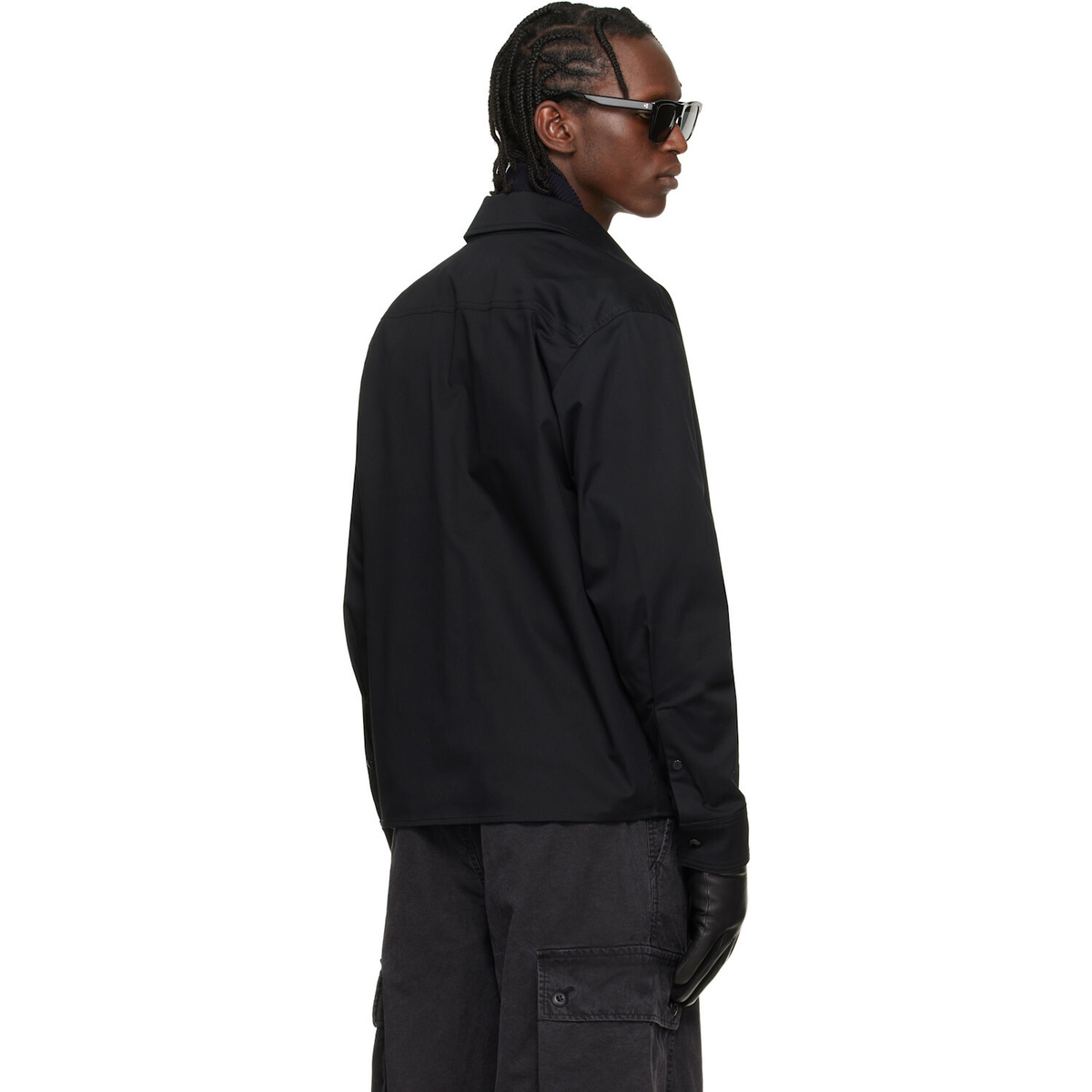 Moncler Black Cotton Blend Gabardine Shirt Jacket