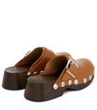 Ganni - Embellished leather clogs