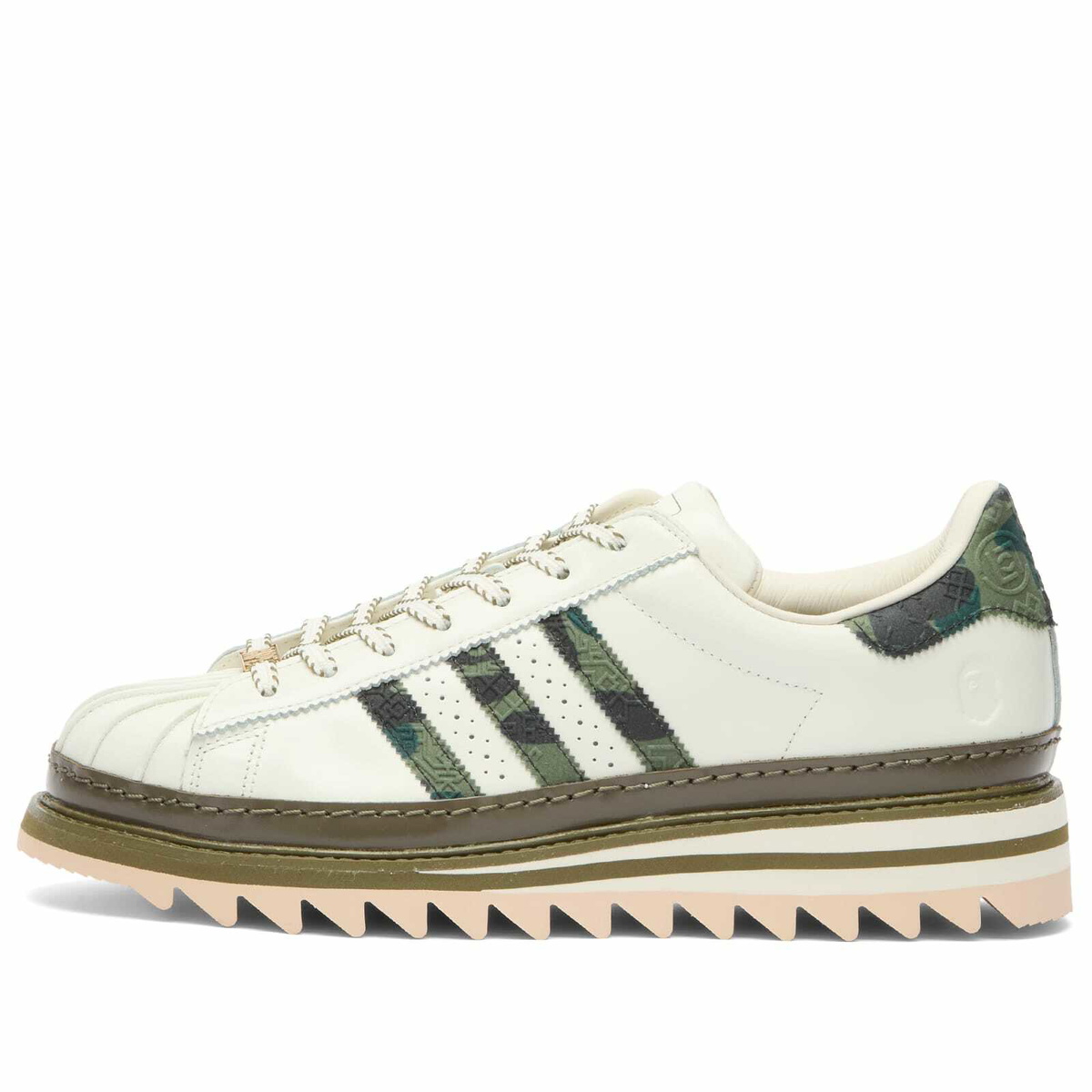 Adidas x CLOT x Bape Superstar by Edisen Chen Sneaker in Off White/Branch/Olive Cargo