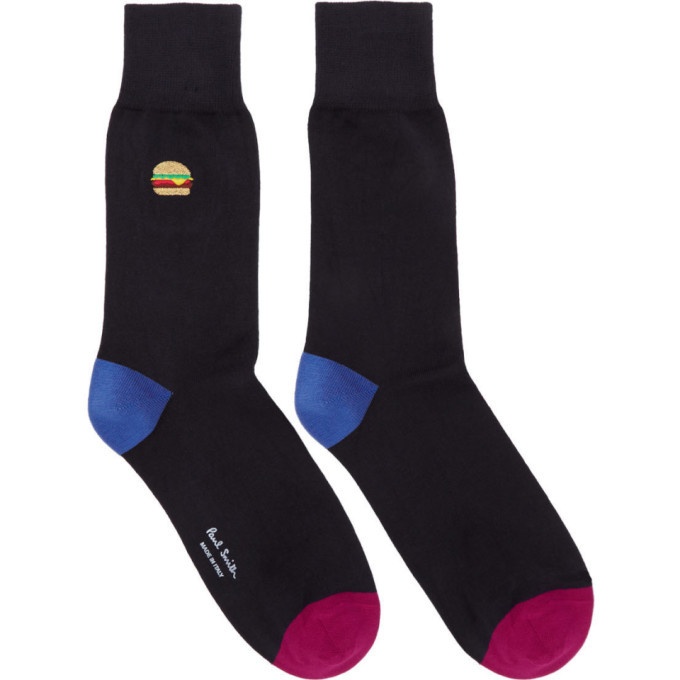 Photo: Paul Smith Navy Embroidered Burger Socks