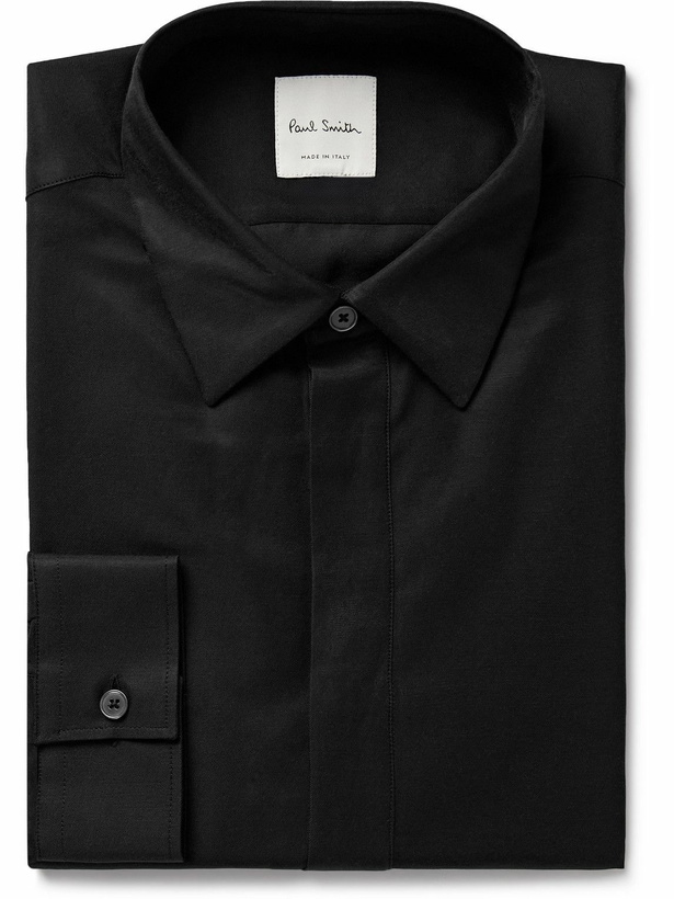 Photo: Paul Smith - Slim-Fit Cotton-Blend Poplin Shirt - Black