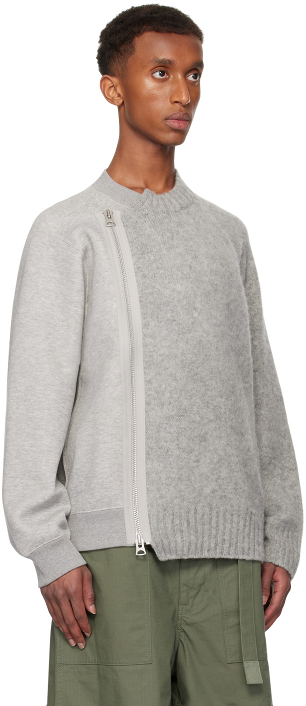 sacai Gray Zip Sweater Sacai