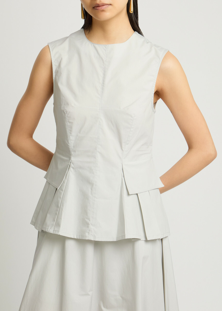 Remain BY Birger Christensen Peplum Cotton-poplin top Off White
