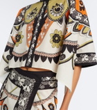 La DoubleJ Foulard printed cropped cotton shirt