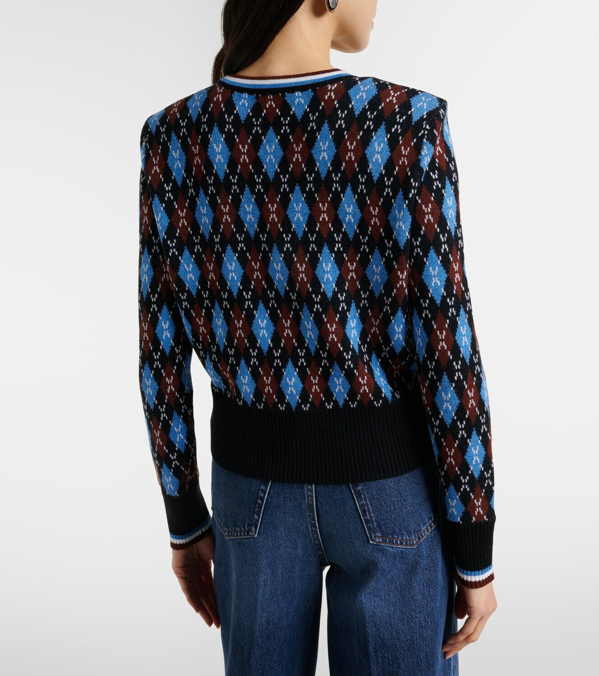Veronica Beard Sylvane argyle wool and cotton cardigan