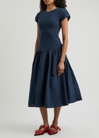 Free People Afternoon Elegance Stretch-cotton Midi Dress Navy
