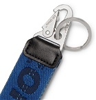 Off-White - Leather-Trimmed Logo-Jacquard Webbing Key Fob - Blue