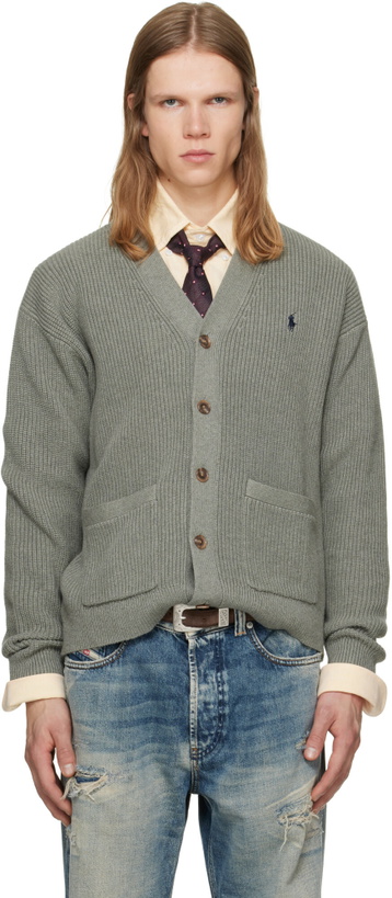 Photo: Polo Ralph Lauren Gray Rib-Knit Cardigan