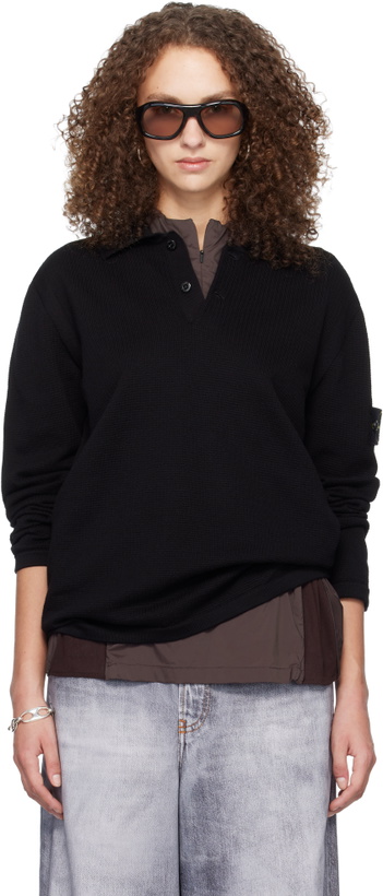 Photo: Stone Island Black 5100024 Micro Stitch Soft Organic Cotton Polo