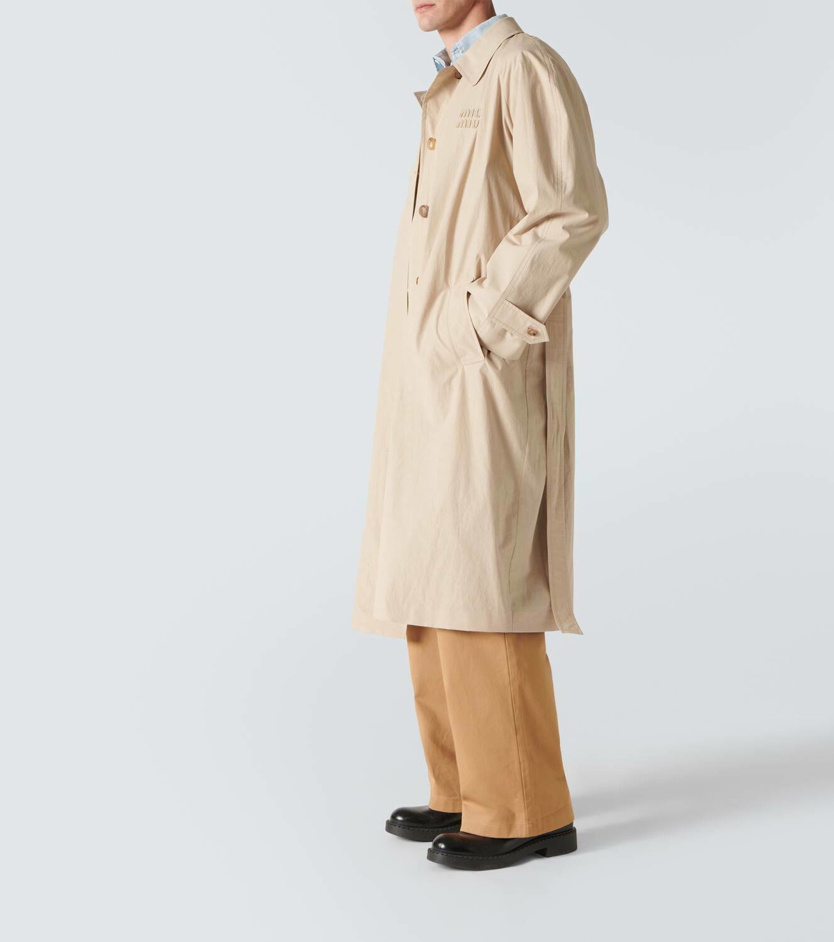 Miu Miu Logo cotton gabardine trench coat Miu Miu