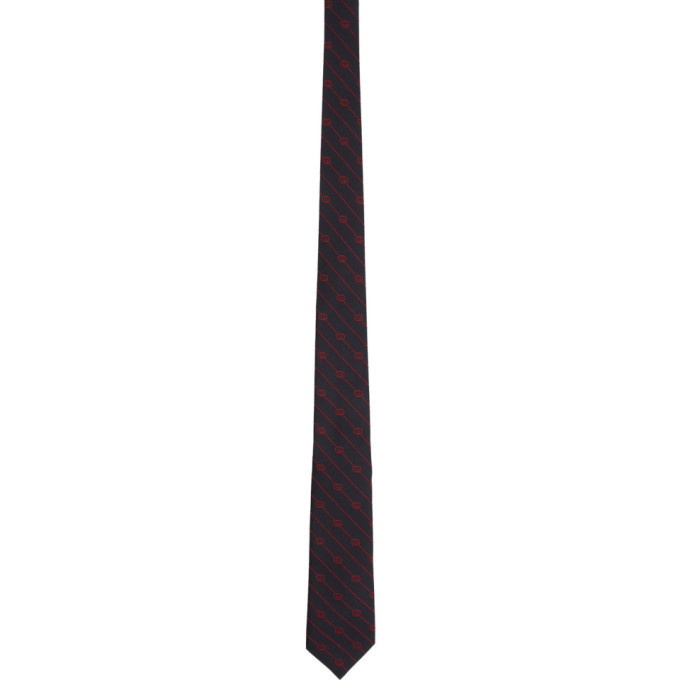 Photo: Gucci Navy Interlocking G Stripe Tie