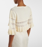 Xu Zhi Cropped open-knit ruffled cardigan
