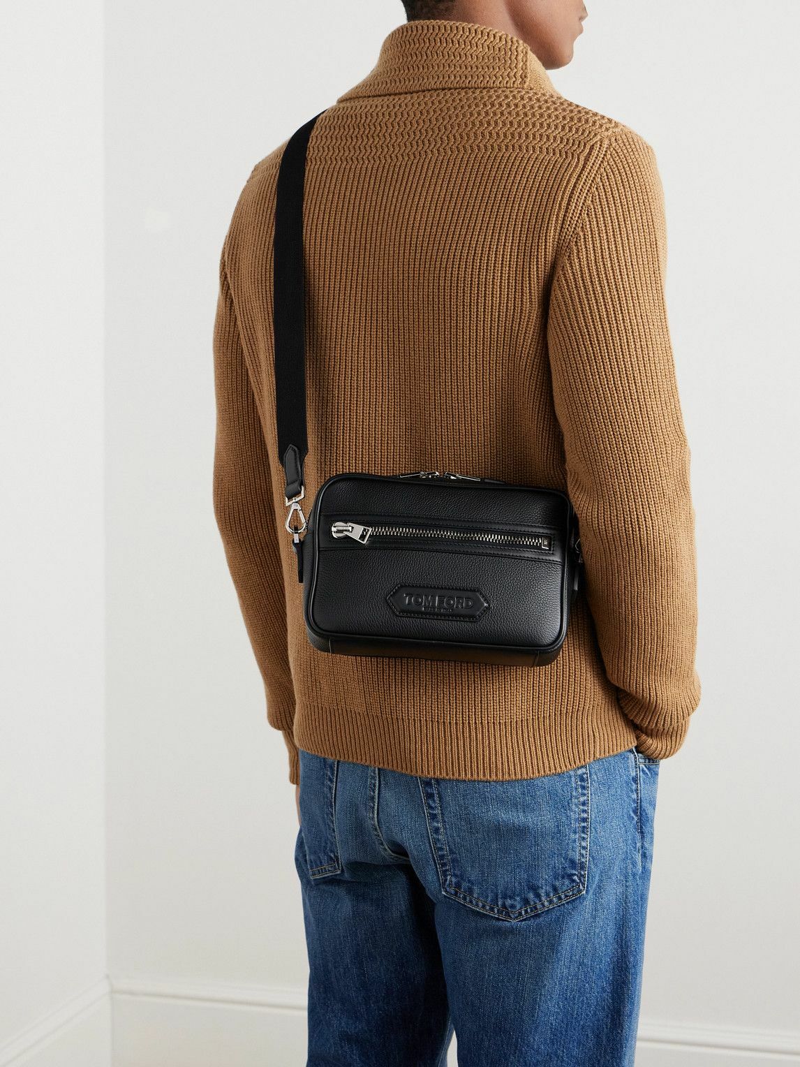 TOM FORD - Logo-Appliquéd Full-Grain Leather Messenger Bag