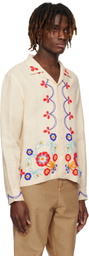 Bode Off-White Beaded Garden Party Shirt