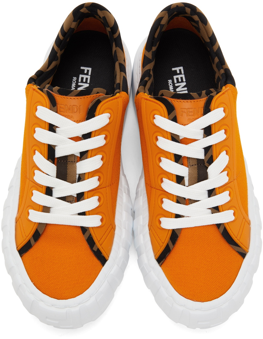 Fendi Orange 'Forever Fendi' Trim Sneakers Fendi