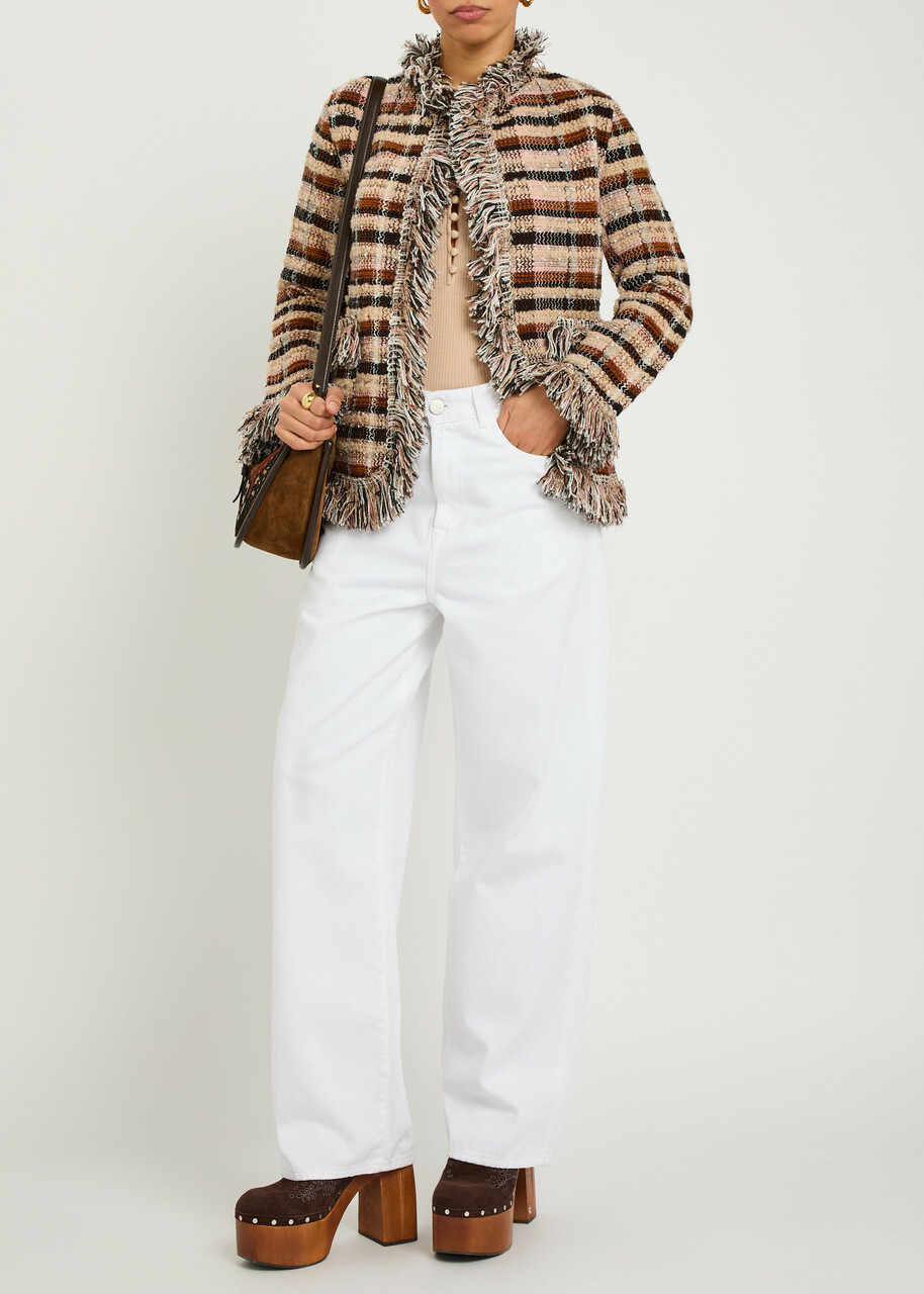 Etro Striped Fringed Woven Jacket Multicoloured 1