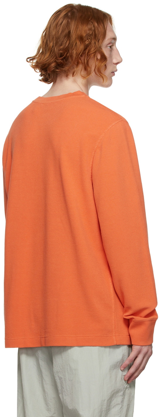 Helmut Lang Orange Waffle Knit Long Sleeve T-Shirt Helmut Lang