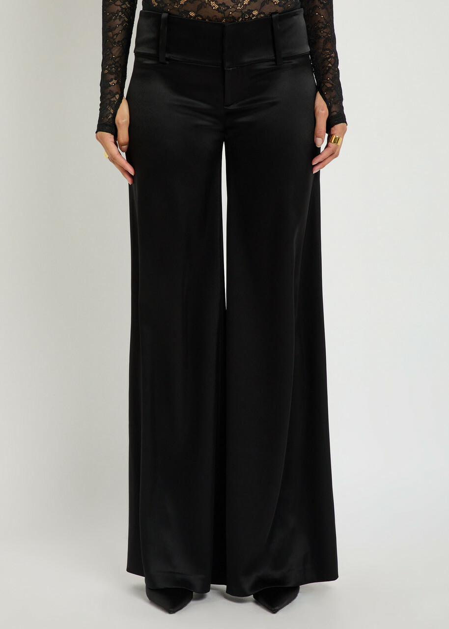 Alice + Olivia Olivia Wide-leg Satin Trousers Black
