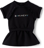Givenchy Baby Black Glitter Logo Ruffle Dress