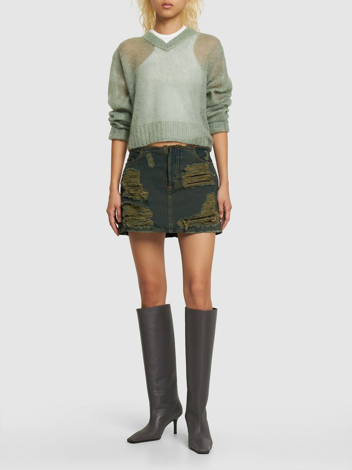 【Acne Studios】 Macaria distressed denim miniskirt Acne Studios Macaria distressed denim miniskirt Acne Studios