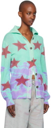 The Elder Statesman Blue Star Dye Collar Cardigan