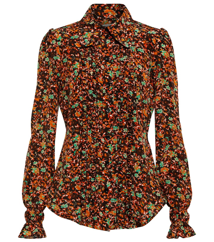 Photo: Victoria Beckham - Floral ruffle-trimmed silk blouse
