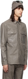 Rick Owens Gray Outershirt Leather Jacket