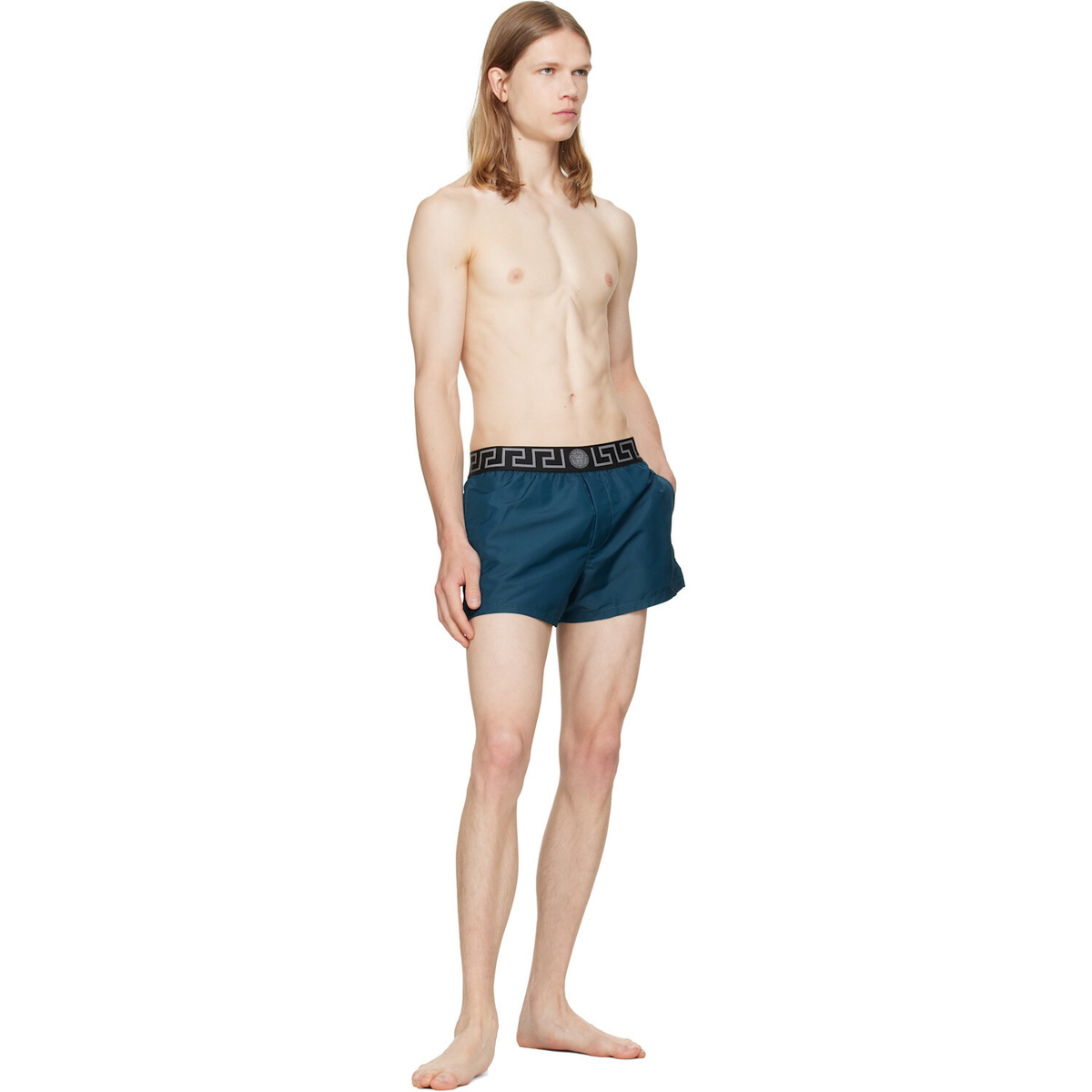 Versace Blue Greca Swim Shorts