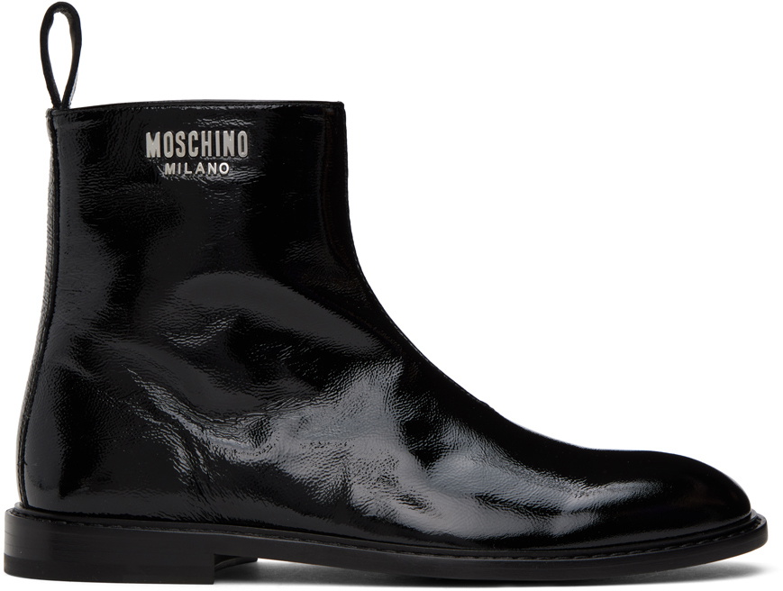 Moschino Black Leather Boots Moschino