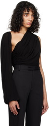 Esse Studios Black Gossamer Drape Bodysuit