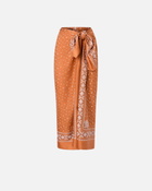 Pinko Bandana Print Sarong Midi Skirt Burnt/White