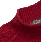 Loro Piana - Slim-Fit Cable-Knit Baby Cashmere Mock-Neck Sweater - Red