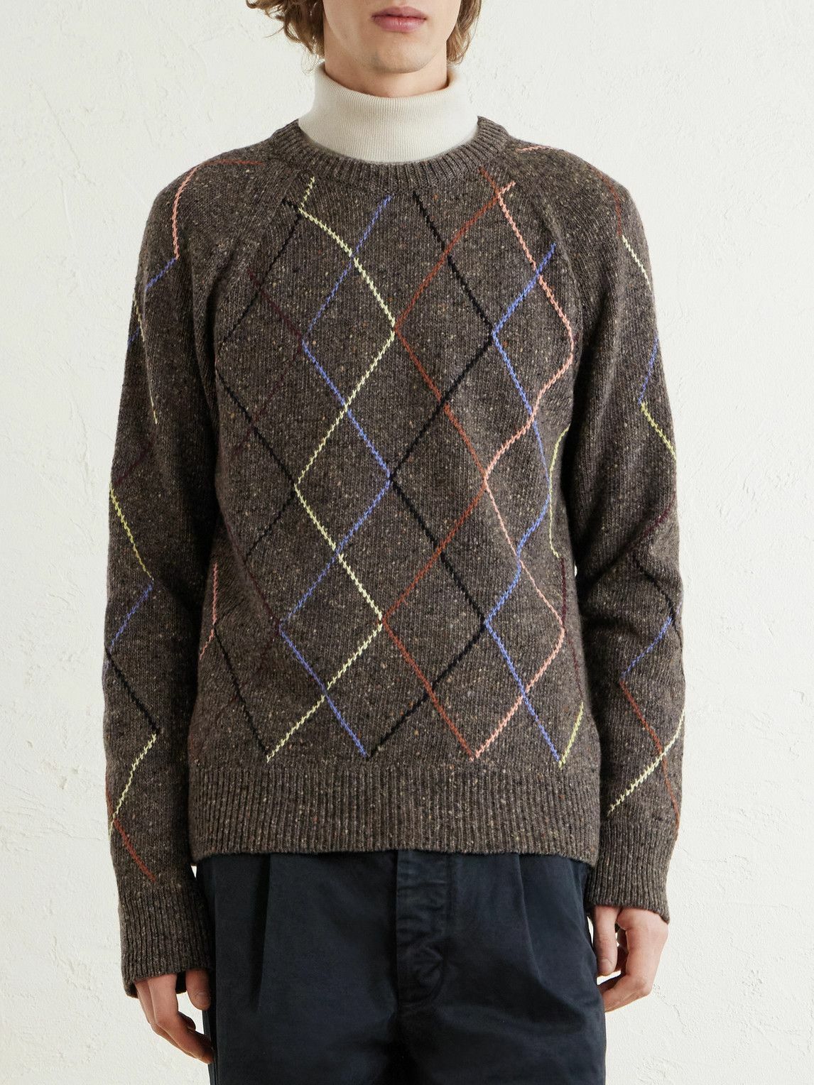 Paul Smith - Argyle Wool and Cotton-Blend Sweater - Brown
