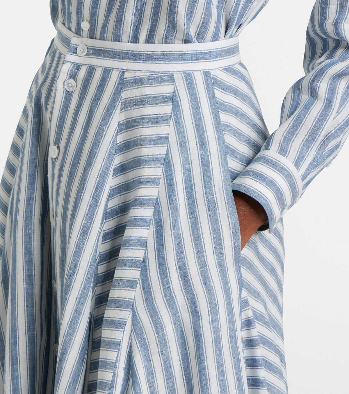 Ralph Lauren Collection Shamus striped linen maxi skirt