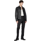 BOSS Black Regular-Fit Metal Logo Buttons Leather Jacket