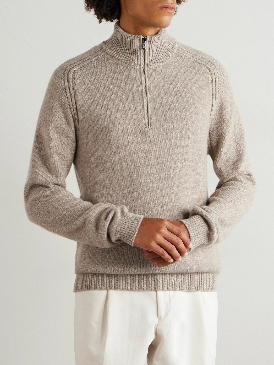 SEASE - Cashmere Half-Zip Sweater - Neutrals