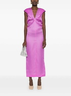 KHAITE Purple V-Neck Silk Dress