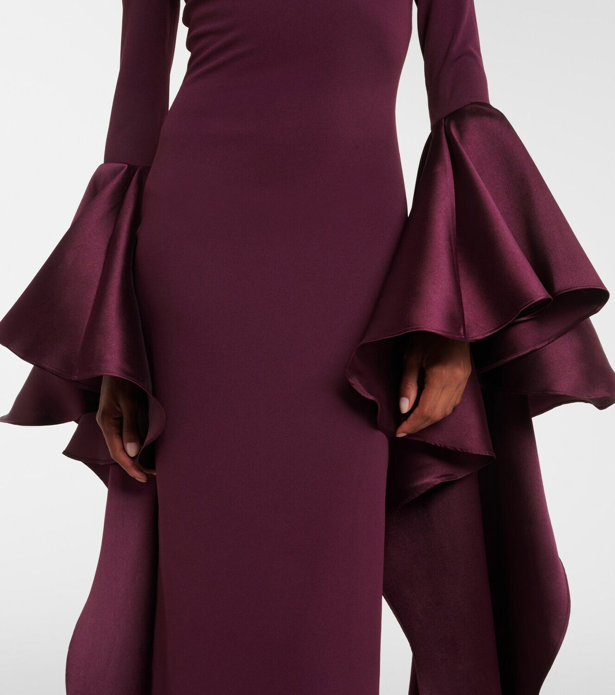 Solace London Astria off-shoulder satin-trimmed gown