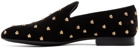 Versace Black Velvet Medusa Stud Loafers