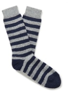 Howlin' - Cosmonaut Striped Merino Wool-Blend Terry Socks - Blue