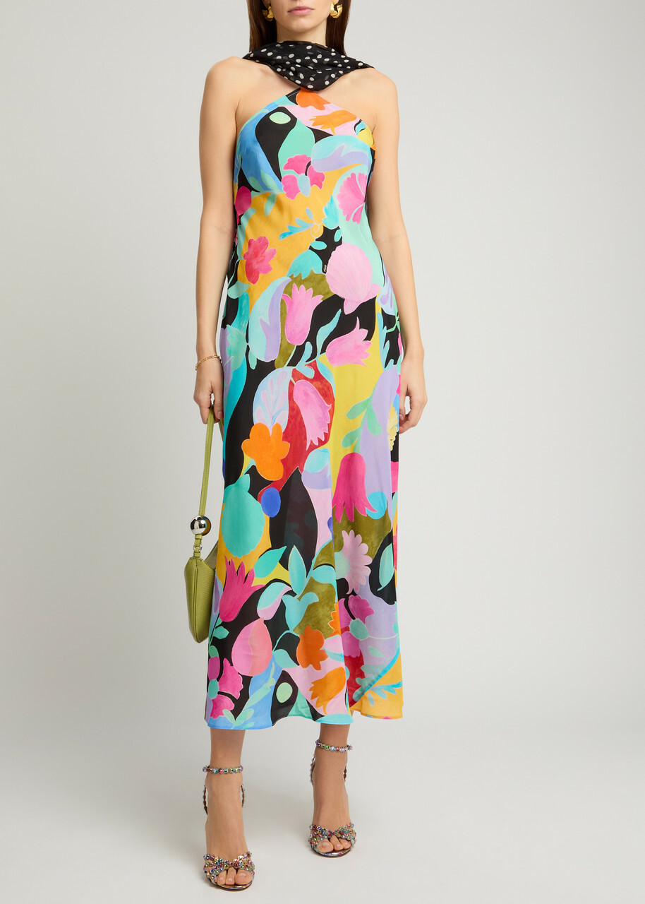 knee length dresses for ladies Hayley Midi Dress in Tulip Fields Blue main image 0
