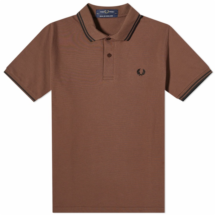 Photo: Fred Perry Men's Original Twin Tipped Polo Shirt in Brick/Black